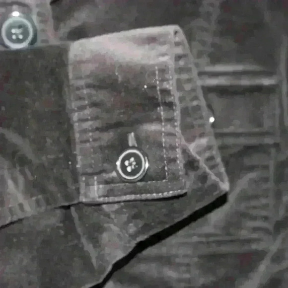 TALBOTS Black Velvet Velour Jacket Button Up Collar Stretch Casual Petite S - Picture 8 of 10